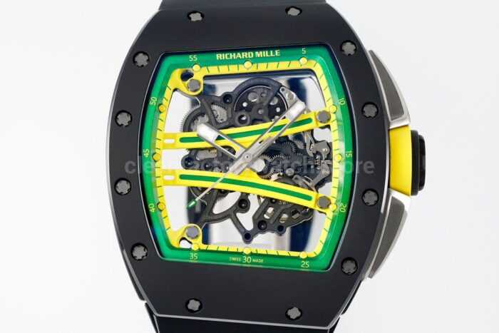 ZF Factory Richard Mille RM 61-01 Yohan Blake 42.7mm Black Ceramic Black Rubber Strap Skeletonized Green Dial - Image 2