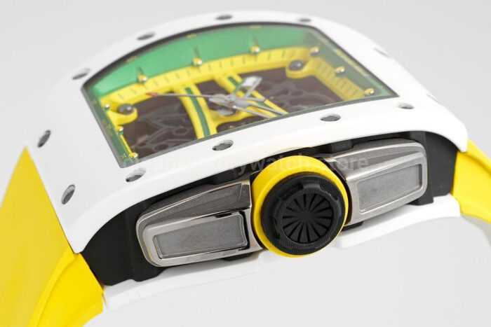 ZF Factory Richard Mille RM 61-01 Yohan Blake 42.7mm White Ceramic Yellow Rubber Strap Skeletonized Green Dial - Image 7