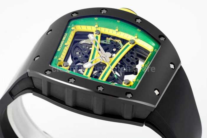 ZF Factory Richard Mille RM 61-01 Yohan Blake 42.7mm Black Ceramic Black Rubber Strap Skeletonized Green Dial - Image 4