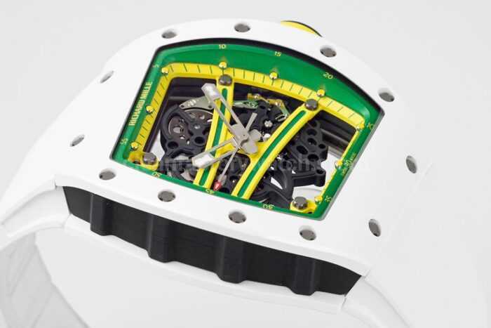 ZF Factory Richard Mille RM 61-01 Yohan Blake 42.7mm White Ceramic White Rubber Strap Skeletonized Green Dial - Image 4