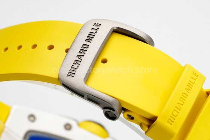 ZF Factory Richard Mille RM 61-01 Yohan Blake 42.7mm White Ceramic Yellow Rubber Strap Skeletonized Green Dial - Image 9