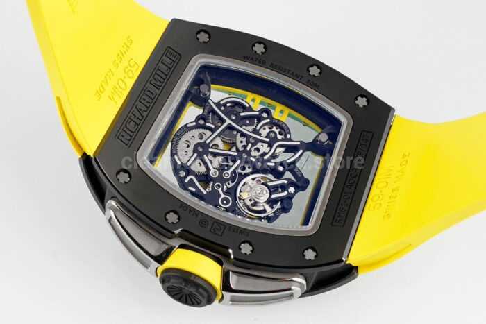 ZF Factory Richard Mille RM 61-01 Yohan Blake 42.7mm Black Ceramic Yellow Rubber Strap Skeletonized Green Dial - Image 8