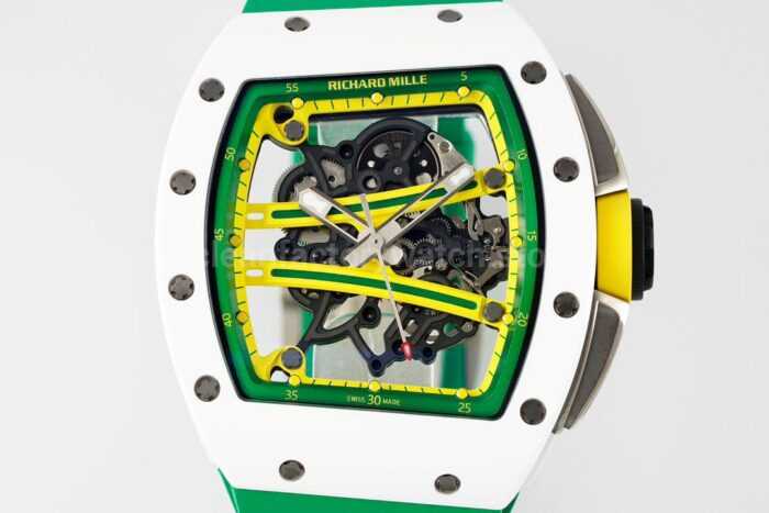 ZF Factory Richard Mille RM 61-01 Yohan Blake 42.7mm White Ceramic Green Rubber Strap Skeletonized Green Dial - Image 2