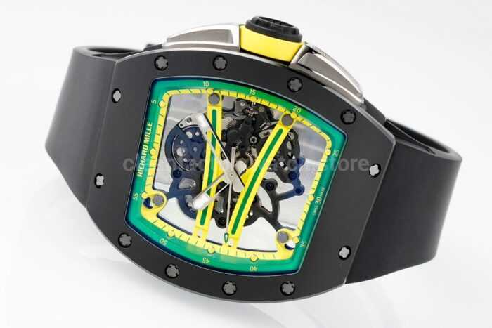 ZF Factory Richard Mille RM 61-01 Yohan Blake 42.7mm Black Ceramic Black Rubber Strap Skeletonized Green Dial - Image 6