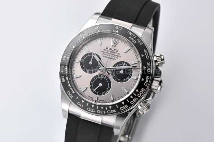 Clean Factory Rolex Daytona 126519LN-0006 40MM White Gold Rubber Strap Black Eye Grey Dial - Image 2