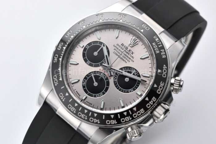 Clean Factory Rolex Daytona 126519LN-0006 40MM White Gold Rubber Strap Black Eye Grey Dial - Image 4
