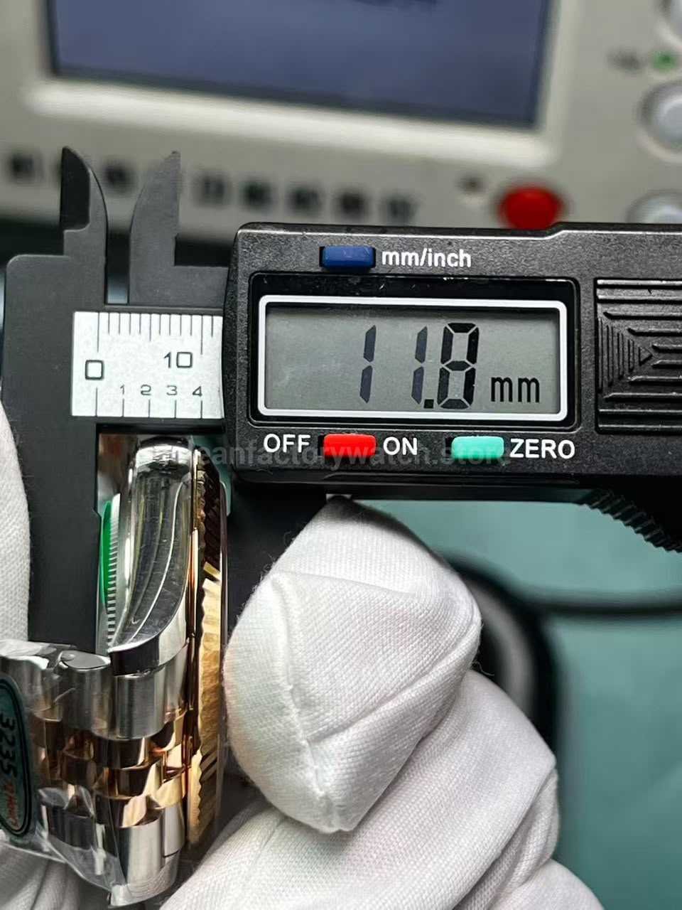Clean Factory Rolex Datejust 126331-0016 41mm Pre-Shipment QC Review 2 Clean Factory Rolex Datejust 126331 0016 11.8mm Thickness Measurement