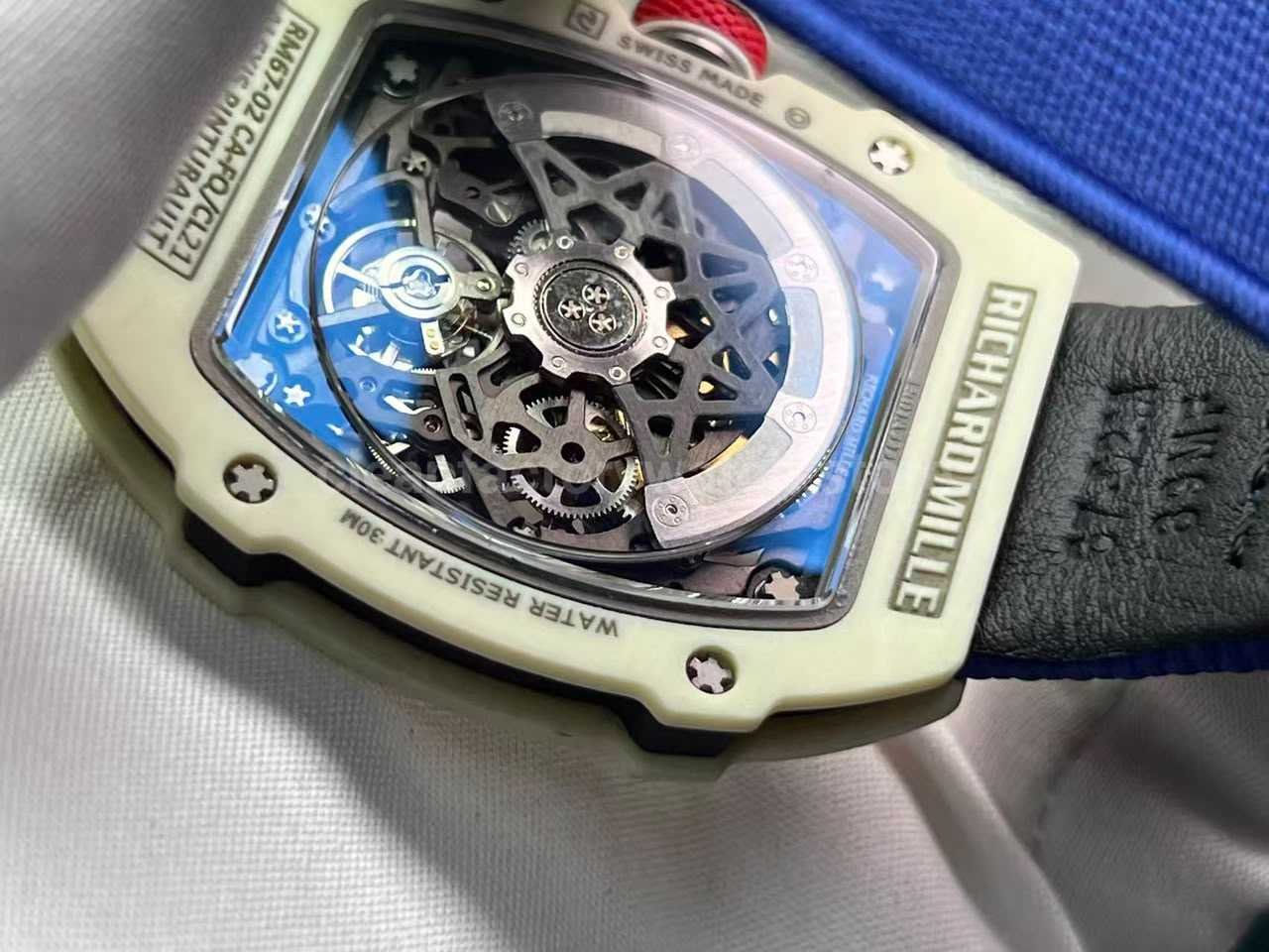 RM 67 02 CRMA7 movement and warm white ceramic case details Super Clone Watch,Clean Factory Watch
