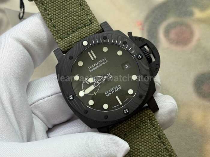 VS Factory Panerai Submersible PAM1698 44mm Carbon Fiber Canvas Strap Green Dial - Image 2