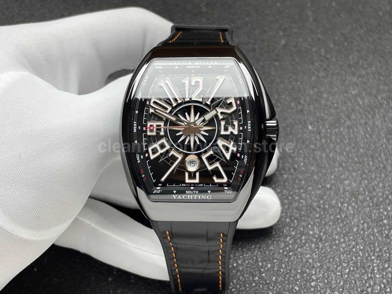 ABF Factory Franck Muller Vanguard V45 44mm Black Ceramic Leather Strap White Arabic Numerals Black Dial (1) ABF Factory Franck Muller Vanguard V45 44mm Black Ceramic Leather Strap White Arabic Numerals Black Dial - Image 1