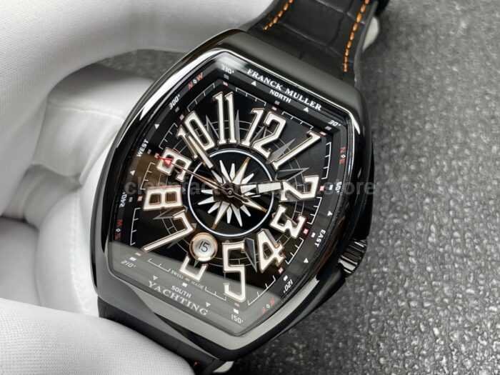 ABF Factory Franck Muller Vanguard V45 44mm Black Ceramic Leather Strap White Arabic Numerals Black Dial - Image 3