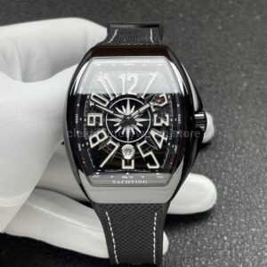ABF Factory Franck Muller Vanguard V45 44mm Black Ceramic Textile Strap White Arabic Numerals Black Dial