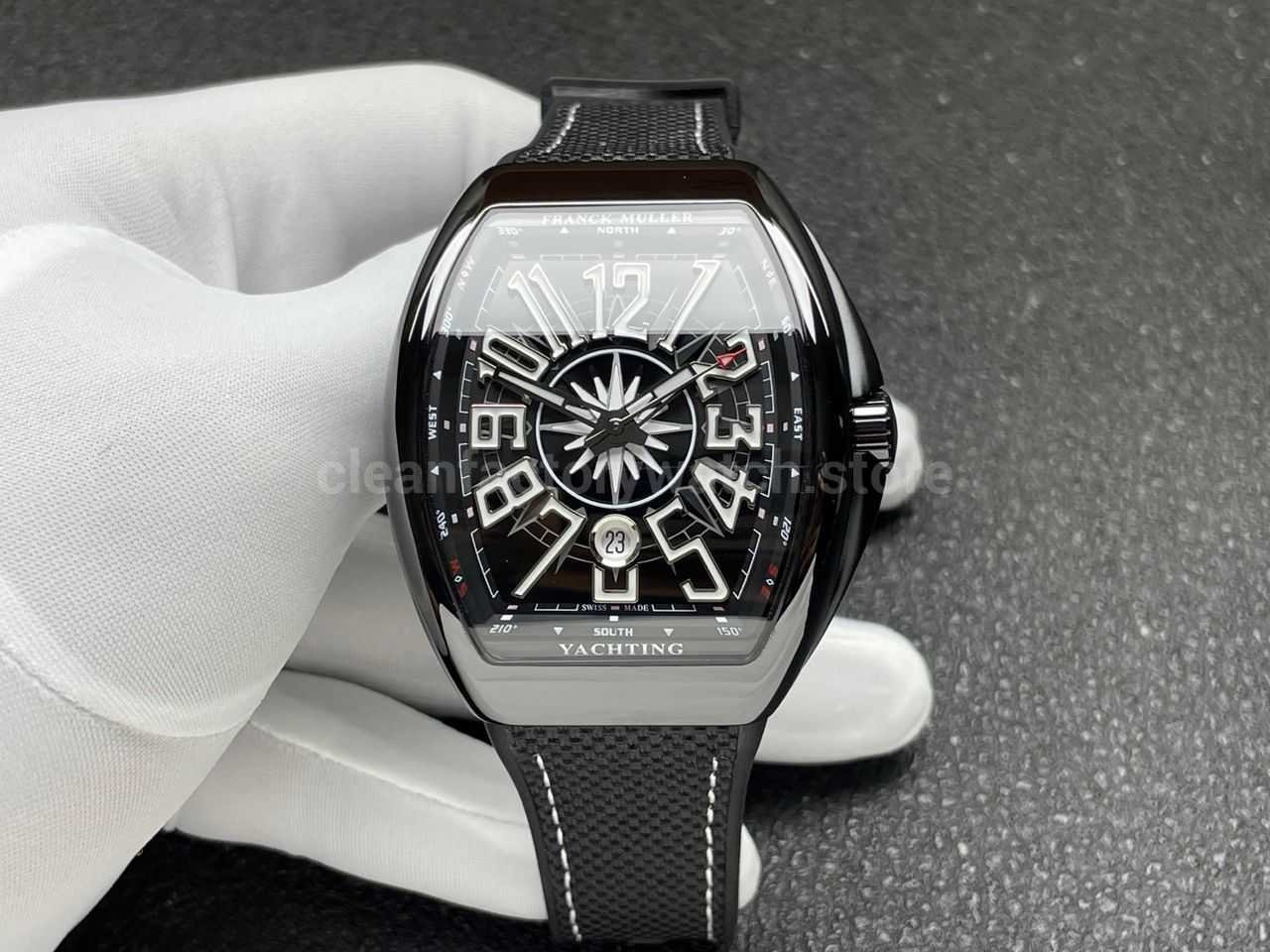 ABF Factory Franck Muller Vanguard V45 44mm Black Ceramic Textile Strap White Arabic Numerals Black Dial (8) ABF Factory Franck Muller Vanguard V45 44mm Black Ceramic Textile Strap White Arabic Numerals Black Dial - Image 1