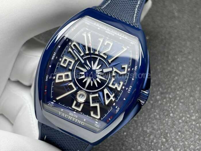ABF Factory Franck Muller Vanguard V45 44mm Blue Ceramic Textile Strap White Arabic Numerals Blue Dial - Image 3