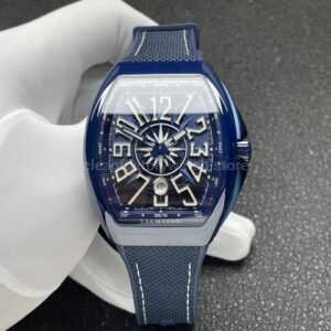 ABF Factory Franck Muller Vanguard V45 44mm Blue Ceramic Textile Strap White Arabic Numerals Blue Dial