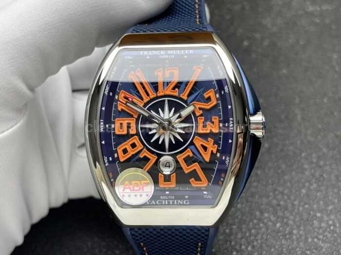 ABF Factory Franck Muller Vanguard V45 44mm Steel Textile Strap Orange Arabic Numerals Blue Dial - Image 4