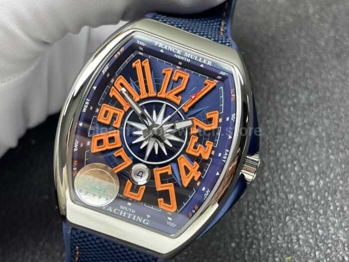 ABF Factory Franck Muller Vanguard V45 44mm Steel Textile Strap Orange Arabic Numerals Blue Dial - Image 3