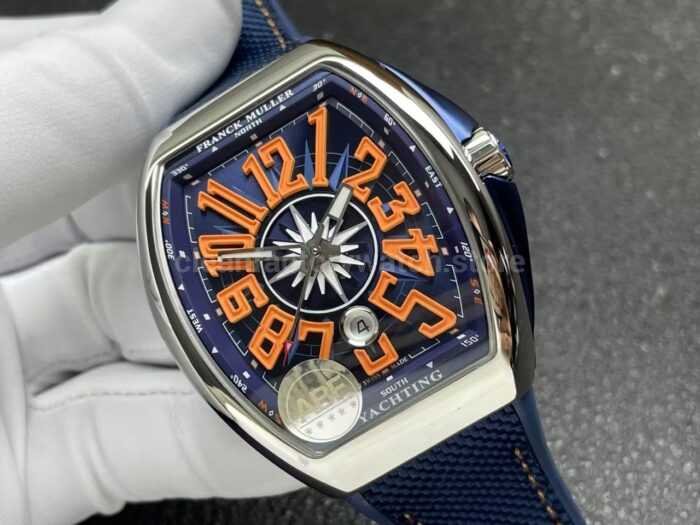ABF Factory Franck Muller Vanguard V45 44mm Steel Textile Strap Orange Arabic Numerals Blue Dial - Image 2