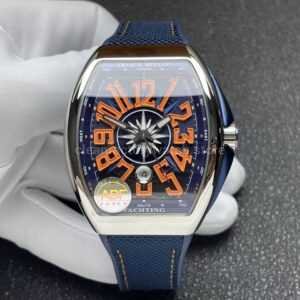 ABF Factory Franck Muller Vanguard V45 44mm Steel Textile Strap Orange Arabic Numerals Blue Dial