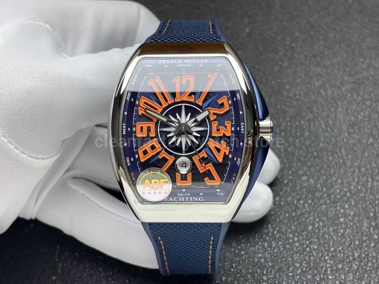 ABF Factory Franck Muller Vanguard V45 44mm Steel Textile Strap Orange Arabic Numerals Blue Dial (8) ABF Factory Franck Muller Vanguard V45 44mm Steel Textile Strap Orange Arabic Numerals Blue Dial - Image 1