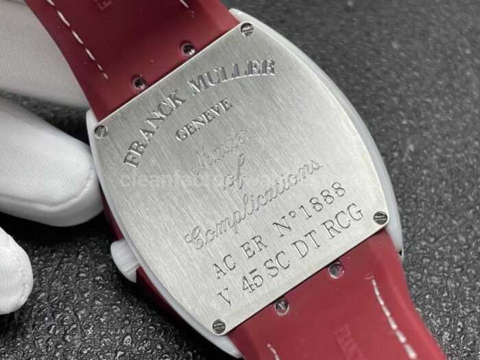 ABF Factory Franck Muller Vanguard V45 44mm White Ceramic Red Leather Strap Red Dial - Image 7