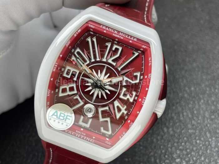 ABF Factory Franck Muller Vanguard V45 44mm White Ceramic Red Leather Strap Red Dial - Image 3