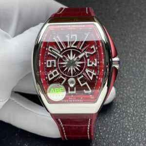 ABF Factory Franck Muller Vanguard  V45 SC DT YACHTING AC B0 44mm Steel Leather Strap White Arabic Numerals Red Dial