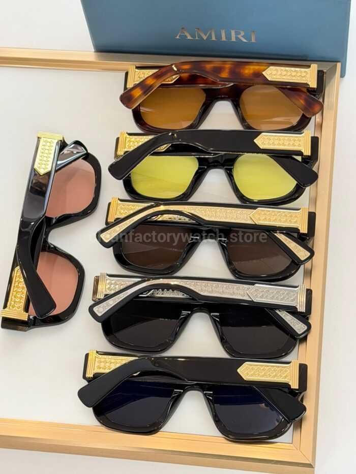 Amiri Mulholland Square Sunglasses | Black Frame with Blue-Grey Lenses - Image 4