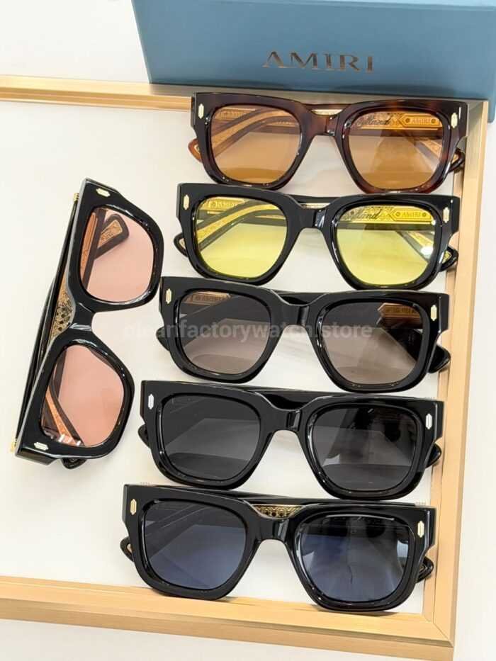 Amiri Mulholland Square Sunglasses | Black Frame with Blue-Grey Lenses - Image 3