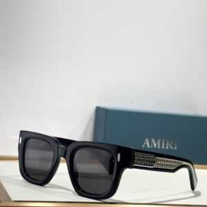 Amiri Mulholland Square Sunglasses | Black Frame with Silver-Tone Details and Grey Lenses