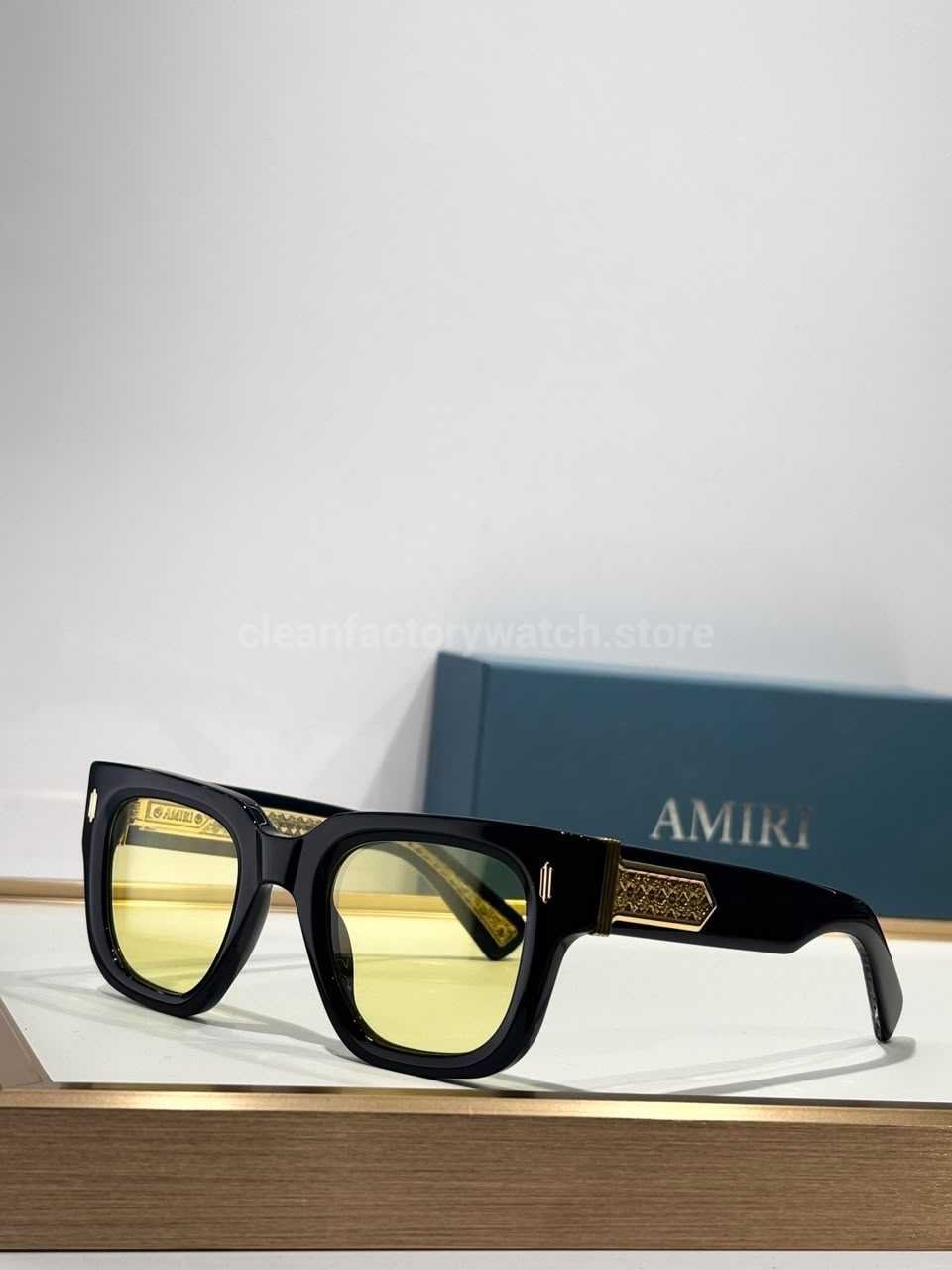 Amiri Mulholland Square Sunglasses | Black Frame with Yellow-Tinted Lenses