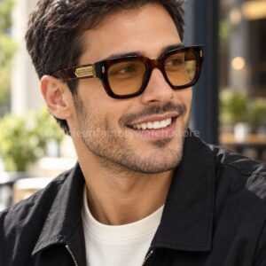Amiri Mulholland Square Sunglasses | Dark Tortoiseshell Frame with Brown Gradient Lenses