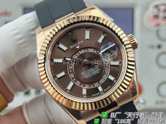 B Factory Rolex Sky-Dweller 336235-0002 42mm Rose Gold Oysterflex Brown Dial - Image 4