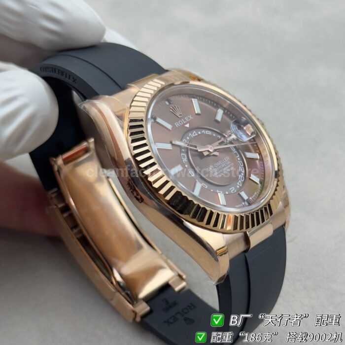 B Factory Rolex Sky-Dweller 336235-0002 42mm Rose Gold Oysterflex Brown Dial - Image 5