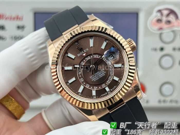 B Factory Rolex Sky-Dweller 336235-0002 42mm Rose Gold Oysterflex Brown Dial - Image 2