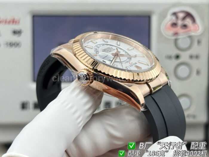 B Factory Rolex Sky-Dweller 336235-0003 42mm Rose Gold Oysterflex White Dial - Image 5
