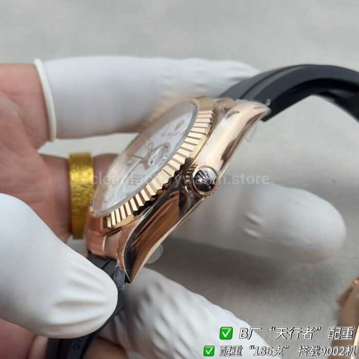 B Factory Rolex Sky-Dweller 336235-0003 42mm Rose Gold Oysterflex White Dial - Image 4