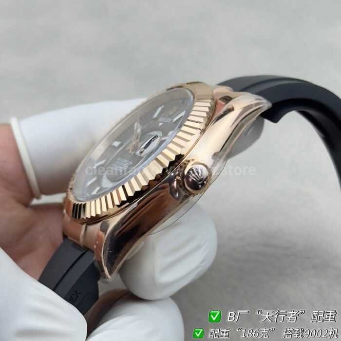 B Factory Rolex Sky-Dweller 336235-0008 42mm Rose Gold Oysterflex Grey Dial - Image 7