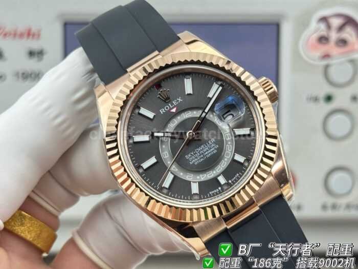 B Factory Rolex Sky-Dweller 336235-0008 42mm Rose Gold Oysterflex Grey Dial - Image 2