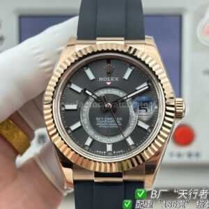 B Factory Rolex Sky-Dweller 336235-0008 rose gold Oysterflex grey dial