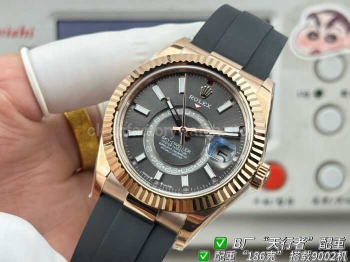 B Factory Rolex Sky-Dweller 336235-0008 42mm Rose Gold Oysterflex Grey Dial - Image 3