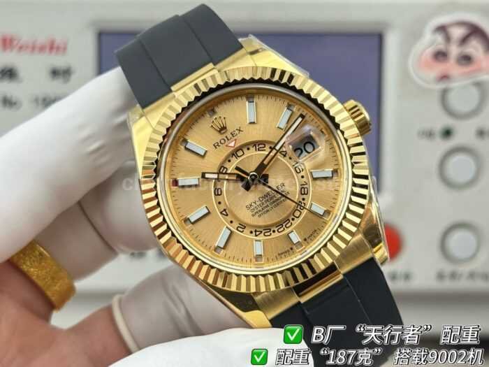 B Factory Rolex Sky-Dweller 336238-0001 42mm Yellow Gold Oysterflex Champagne Dial - Image 2