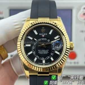 B Factory Rolex Sky-Dweller 336238-0002 yellow gold Oysterflex black dial
