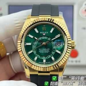 B Factory Rolex Sky-Dweller 336238-0004 yellow gold Oysterflex green dial