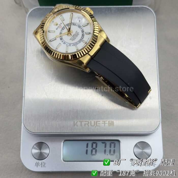 B Factory Rolex Sky-Dweller 336238-0006 42mm Yellow Gold Oysterflex White Dial - Image 11