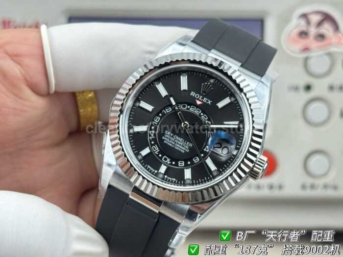 B Factory Rolex Sky-Dweller 336239-0002 42mm White Gold Oysterflex Black Dial - Image 3