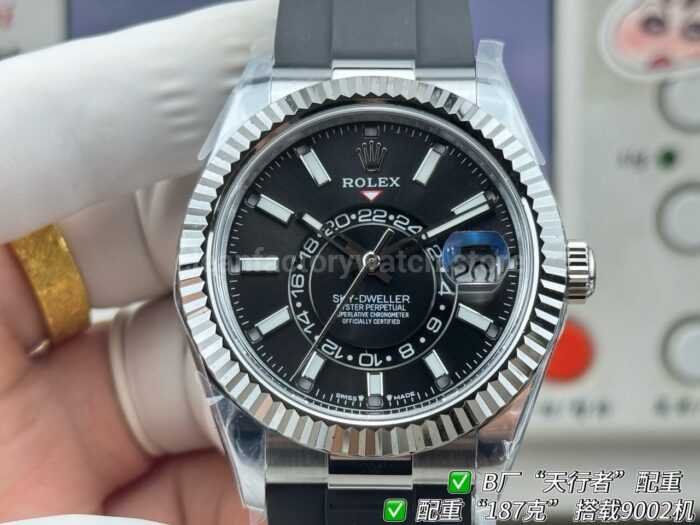 B Factory Rolex Sky-Dweller 336239-0002 42mm White Gold Oysterflex Black Dial - Image 5