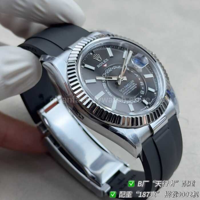B Factory Rolex Sky-Dweller 336239-0002 42mm White Gold Oysterflex Black Dial - Image 6