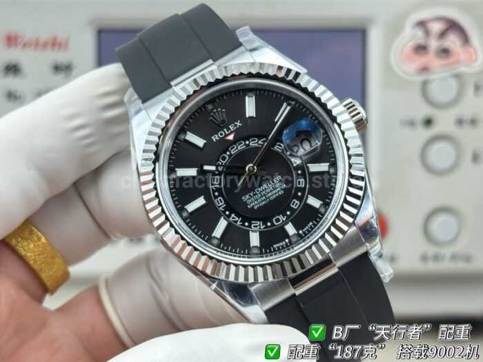 B Factory Rolex Sky-Dweller 336239-0002 42mm White Gold Oysterflex Black Dial - Image 2