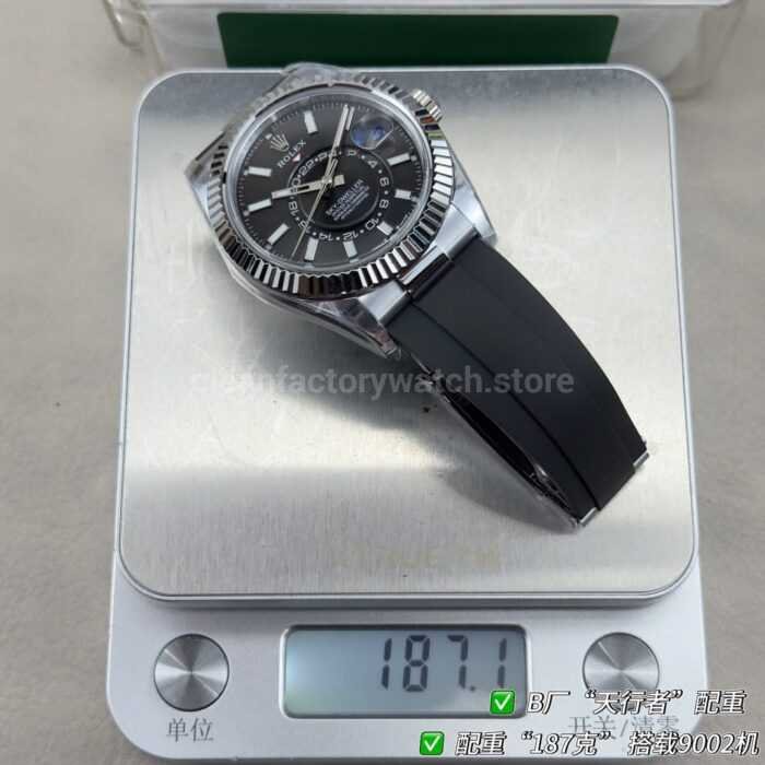 B Factory Rolex Sky-Dweller 336239-0002 42mm White Gold Oysterflex Black Dial - Image 11